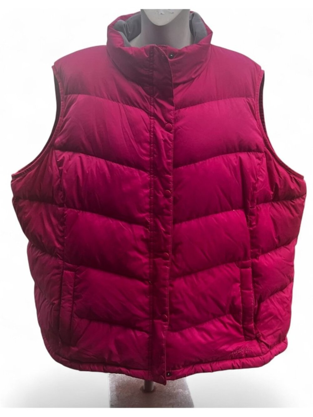 L.L.Bean Pink Goose Down Puffer Vest Womens 3X Quilted Snap Front